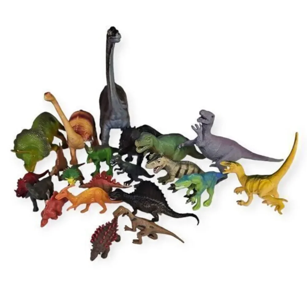 Dinosaur Toy Lot‎ of 21 Mixed Age Size & Make Hard Plastic Prehistoric